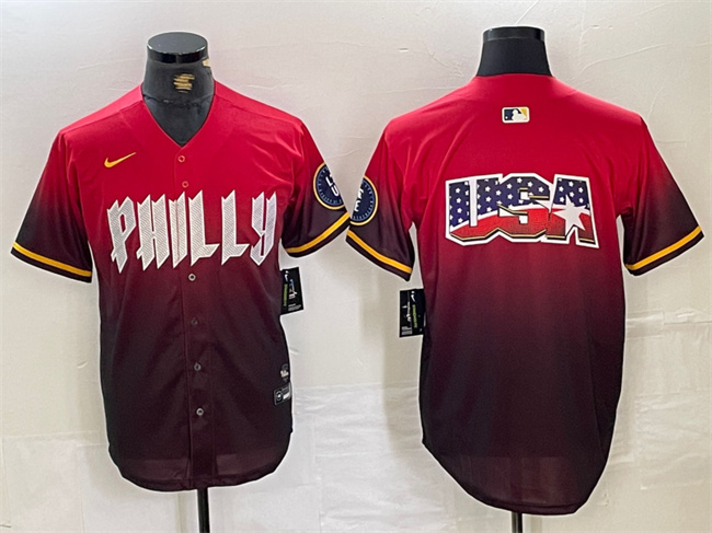 Men's Philadelphia Phillies Red Team Big Logo 2024 City Connect Limited Stitched Baseball Jersey Men's Philadelphia Phillies Red Team Big Logo 2024 City Connect Limited Stitched Baseball Jersey